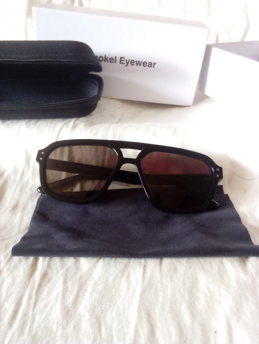 Monokel Jet Black Green Lens Aviator Sunglasses